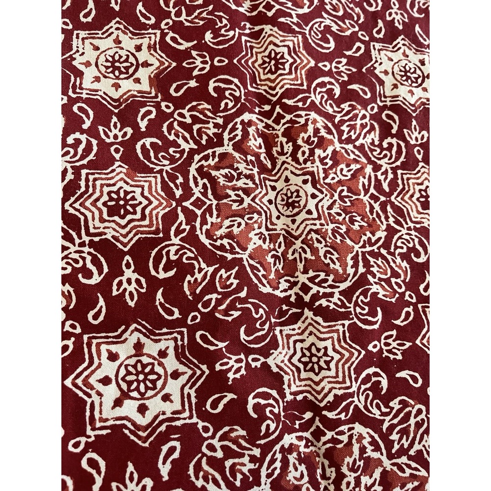 Pottery‎ Barn Batik Floral Mandala Table Runner Red Orange Cream 16x90" Boho VTG